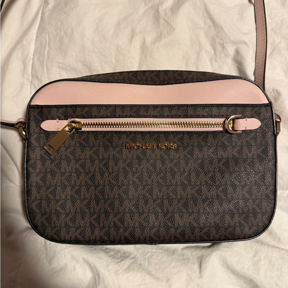 Michael Kors Pink and Brown Crossbody Bag